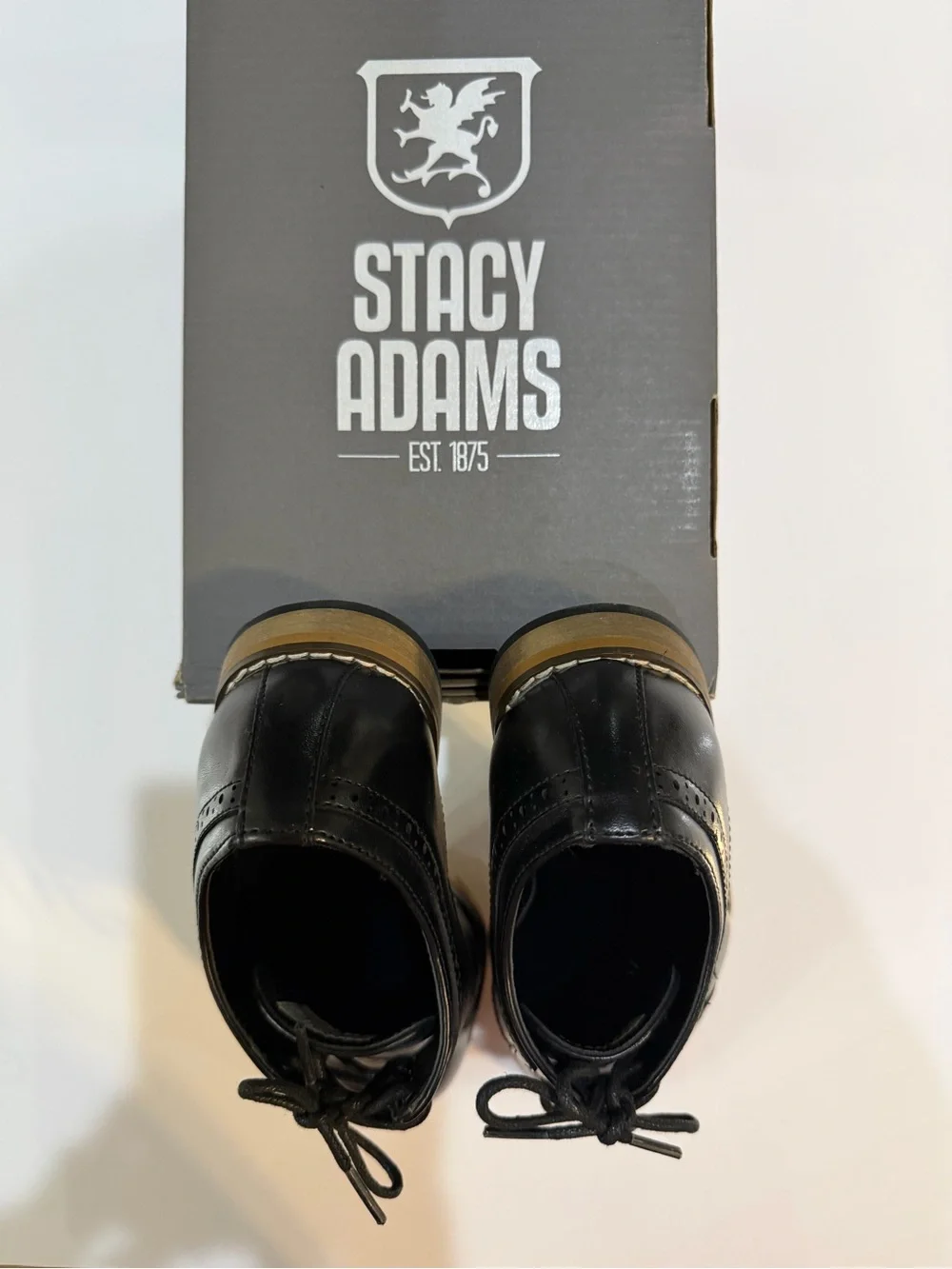 Stacy Adams Dickinson Boys Black Cap Toe Oxford Dress Shoes Size 13 Little Boy
